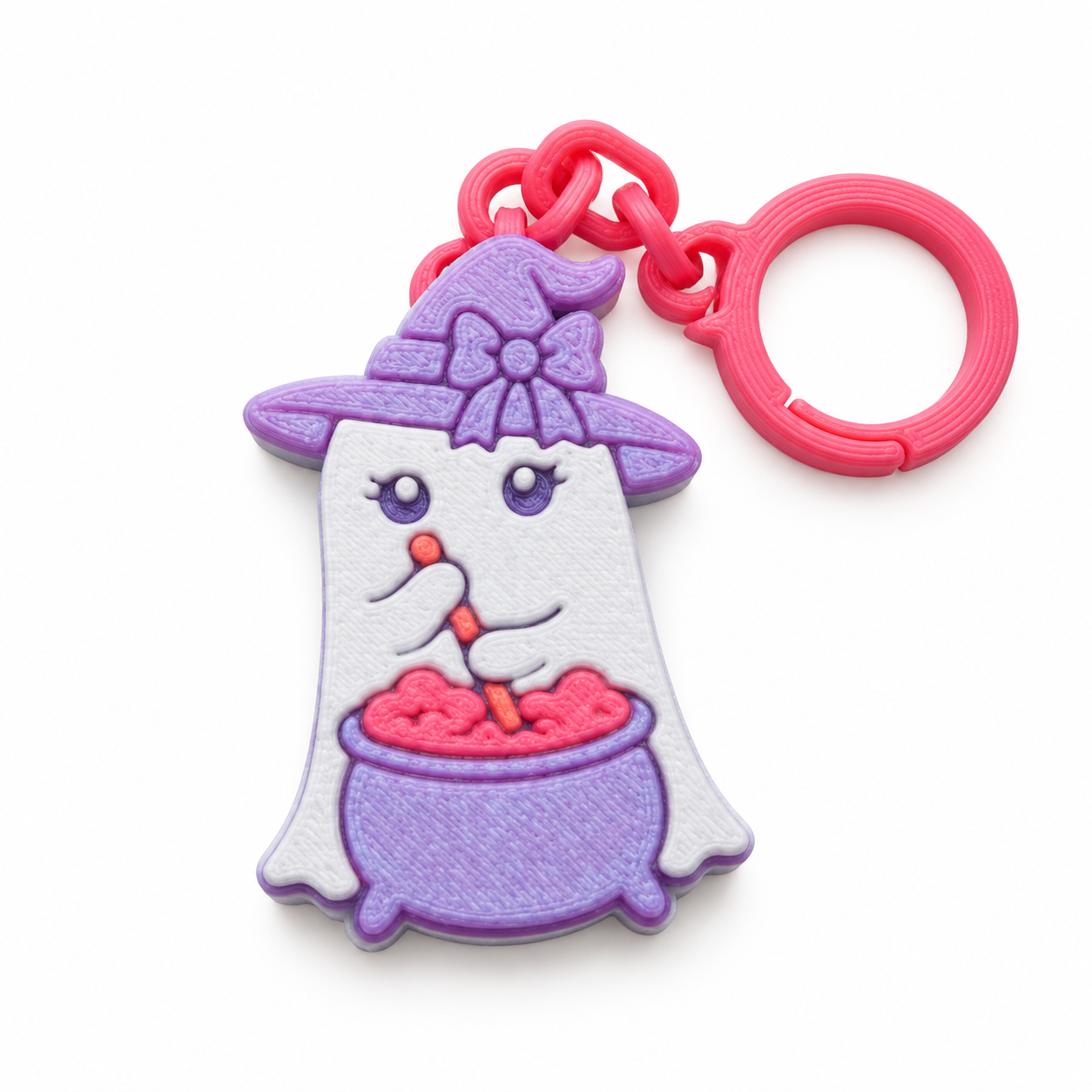 Witchy Ghost Cauldron 3D Printed Keychain